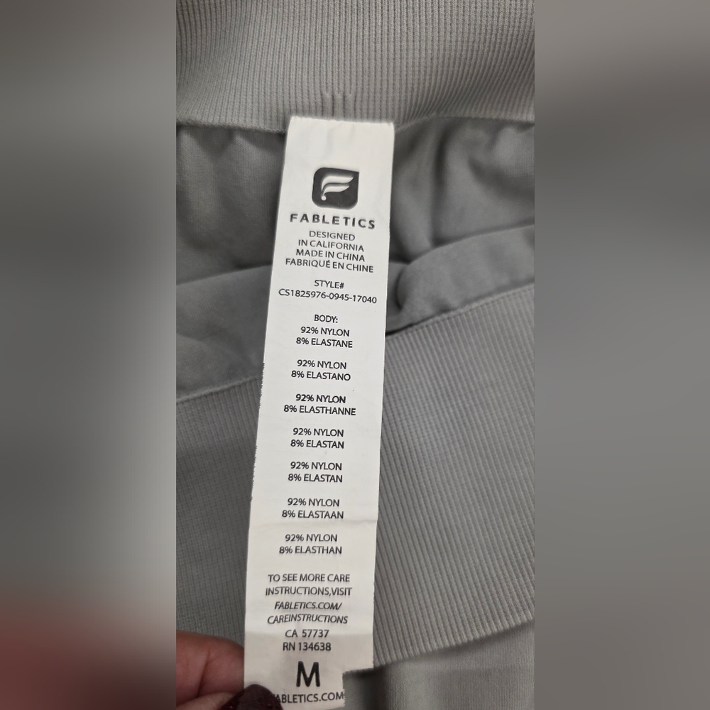 Fabletics Gray High Rise Leggings Perforated Mesh Detail Cropped Size M - Picture 4 of 9
